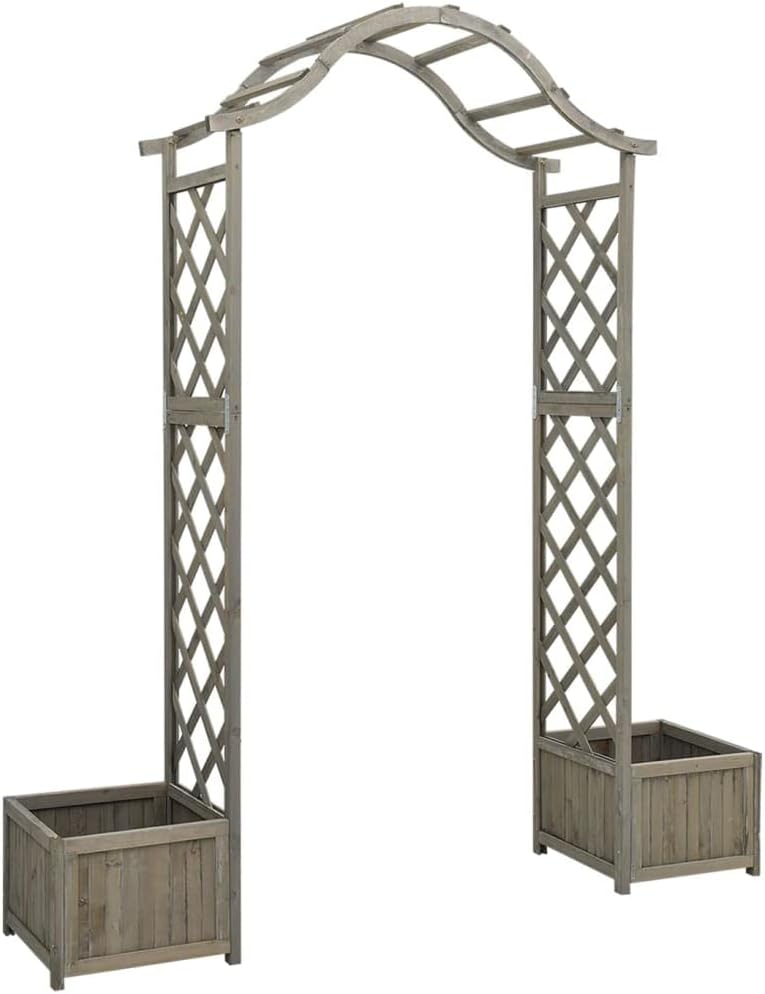 vidaXL Garten-Pergola mit Blumenkasten Grau Massivholz Tanne