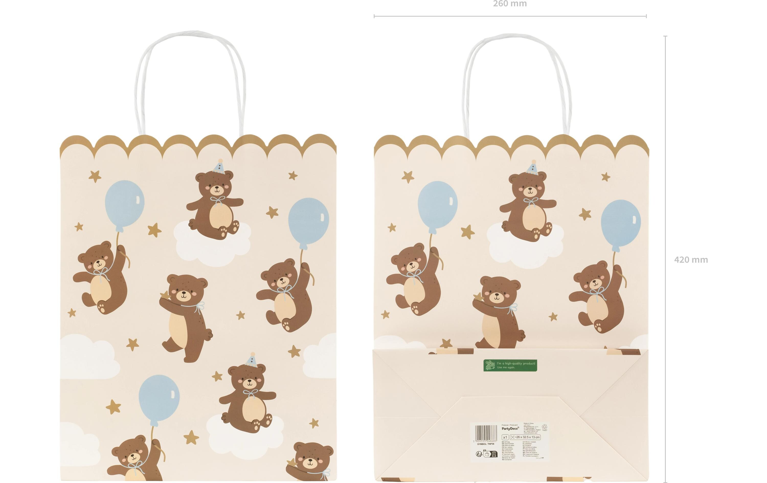 Geschenktüte Teddybären 26 x 32.5 x 13 cm, 1 StückTeddybär-Geschenktüte