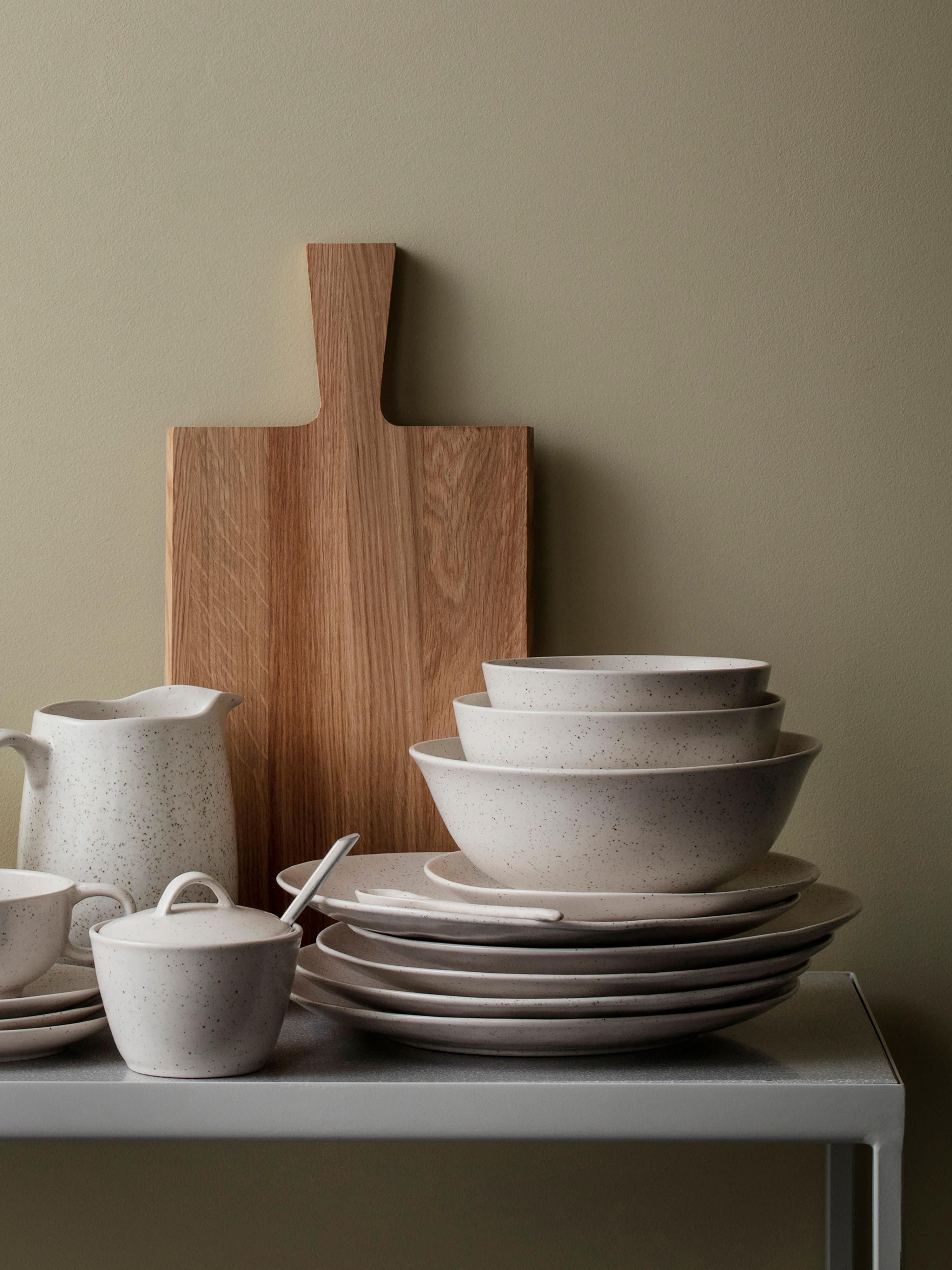 Handgemaakte dinerbord Nordic Vanilla, 4 stuks