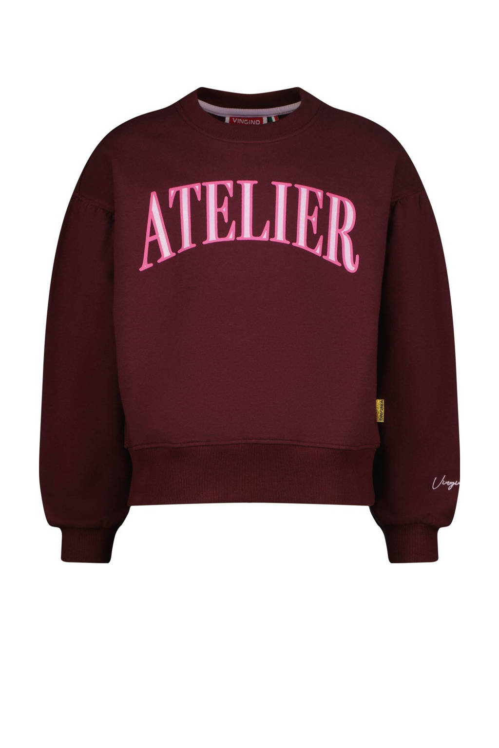 Vingino sweater Noran met tekst wijnrood