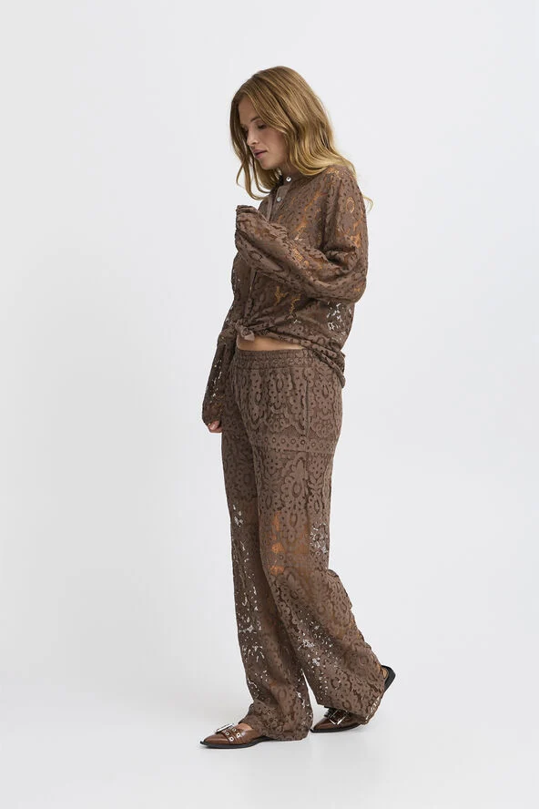 Sorbet SBCELESTE LACE SHIRT Chocolate brown