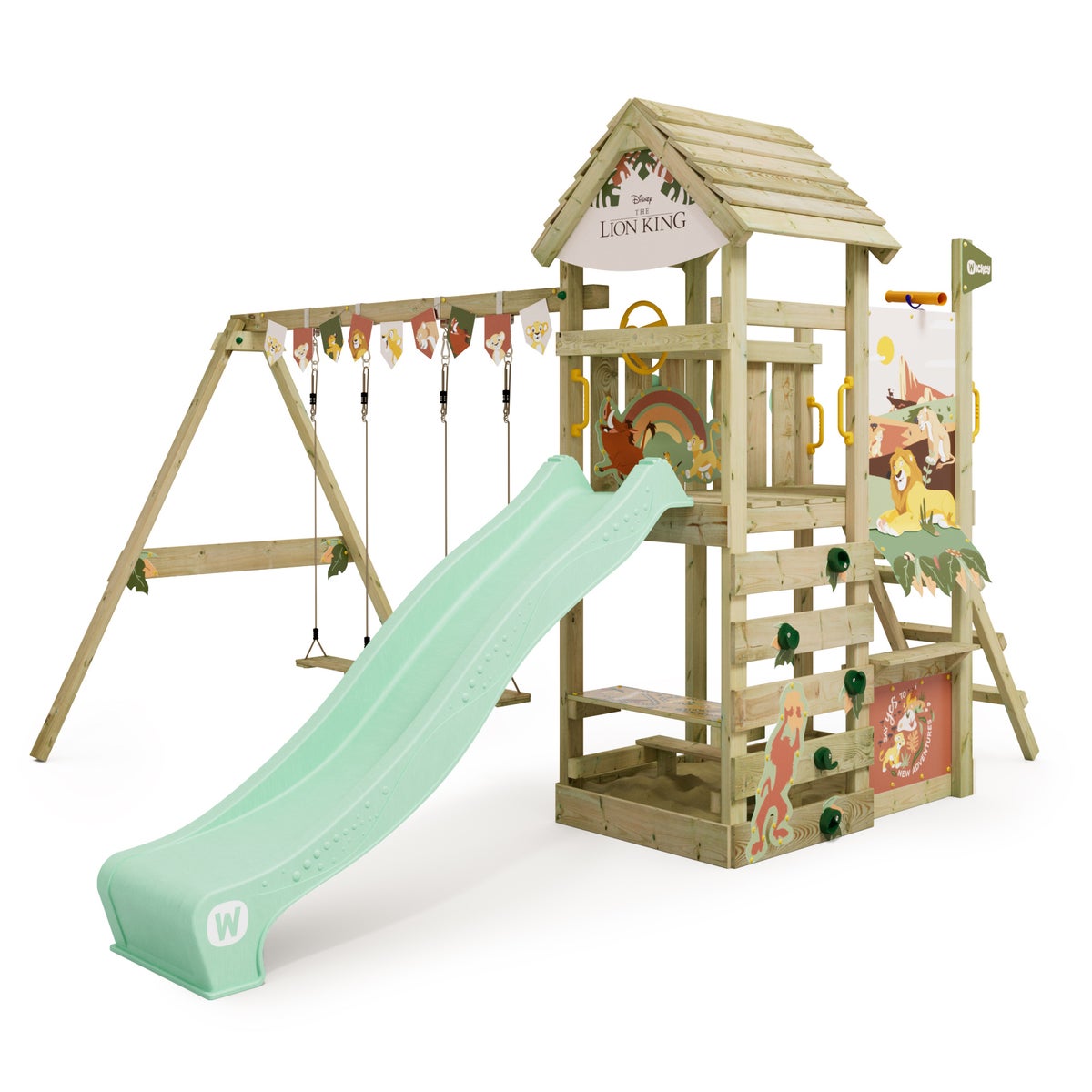 WICKEY Disney The Lion King Adventure Speeltoren met Glijbaan en Dubbele Schommel