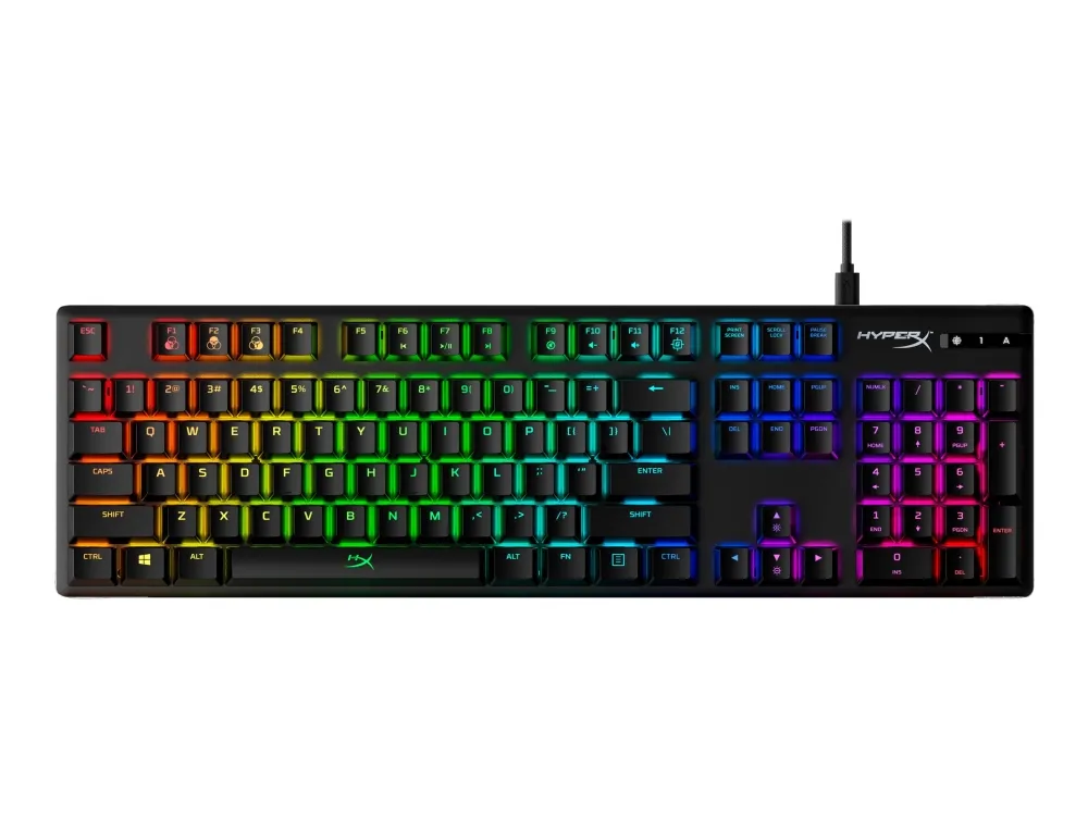 HyperX Alloy Origins - Tastatur - bagbelyst - USB-C - QWERTY - USA - tastkontakt: HyperX Red - sort