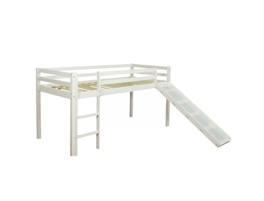 HOMESTYLE4U - Lit enfant Lit mi-hauteur avec rideaux et tunnel rose