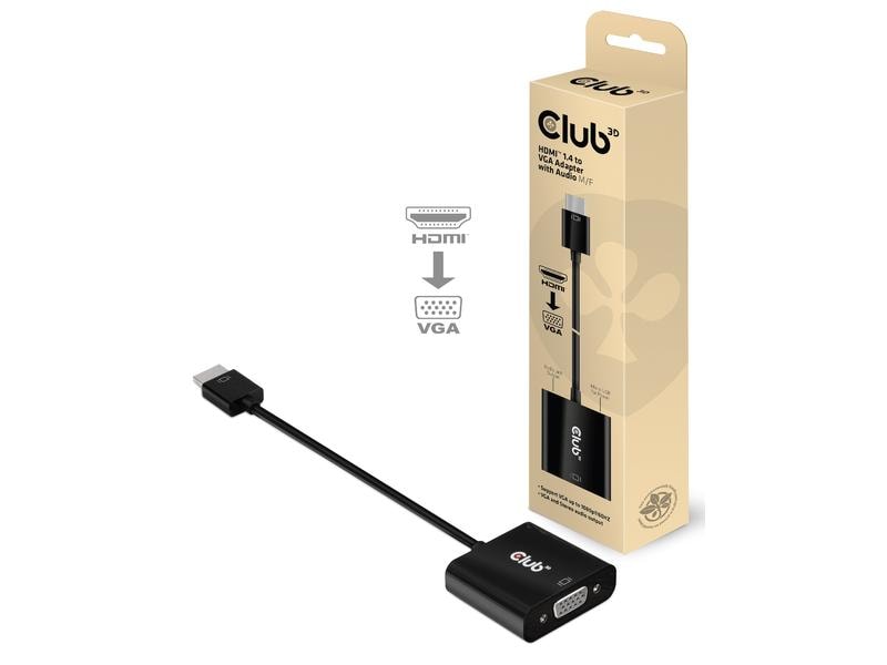 Club 3D Adapterkabel HDMI - VGA Adapterkabel HDMI 1.4 auf VGA mit Audio Stecker/Buchse