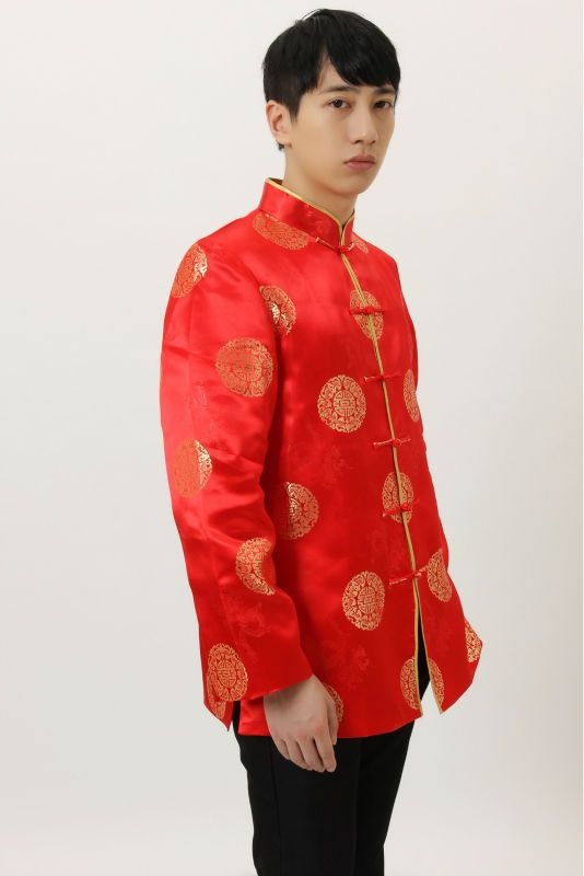 Gouden bloemen - Chinees jasje met knoopjes