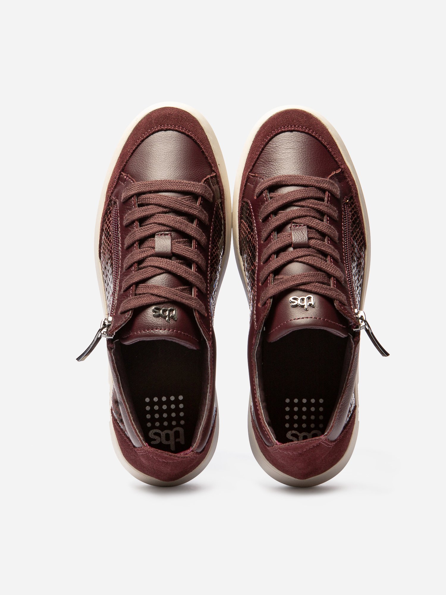 Baskets Femme Confort Purefoam Zippées Cuir Prune