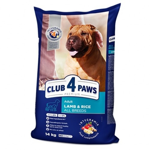 Ração seca Club 4 Paws para cães, sabor cordeiro e arroz.