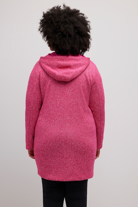 Strickfleece-Jacke, Stehkragen, Kapuze, Zipptaschen