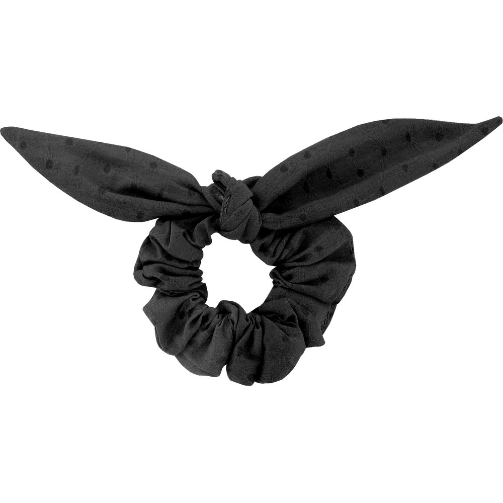 Chouchou Nœud Broderie Anglaise Noire