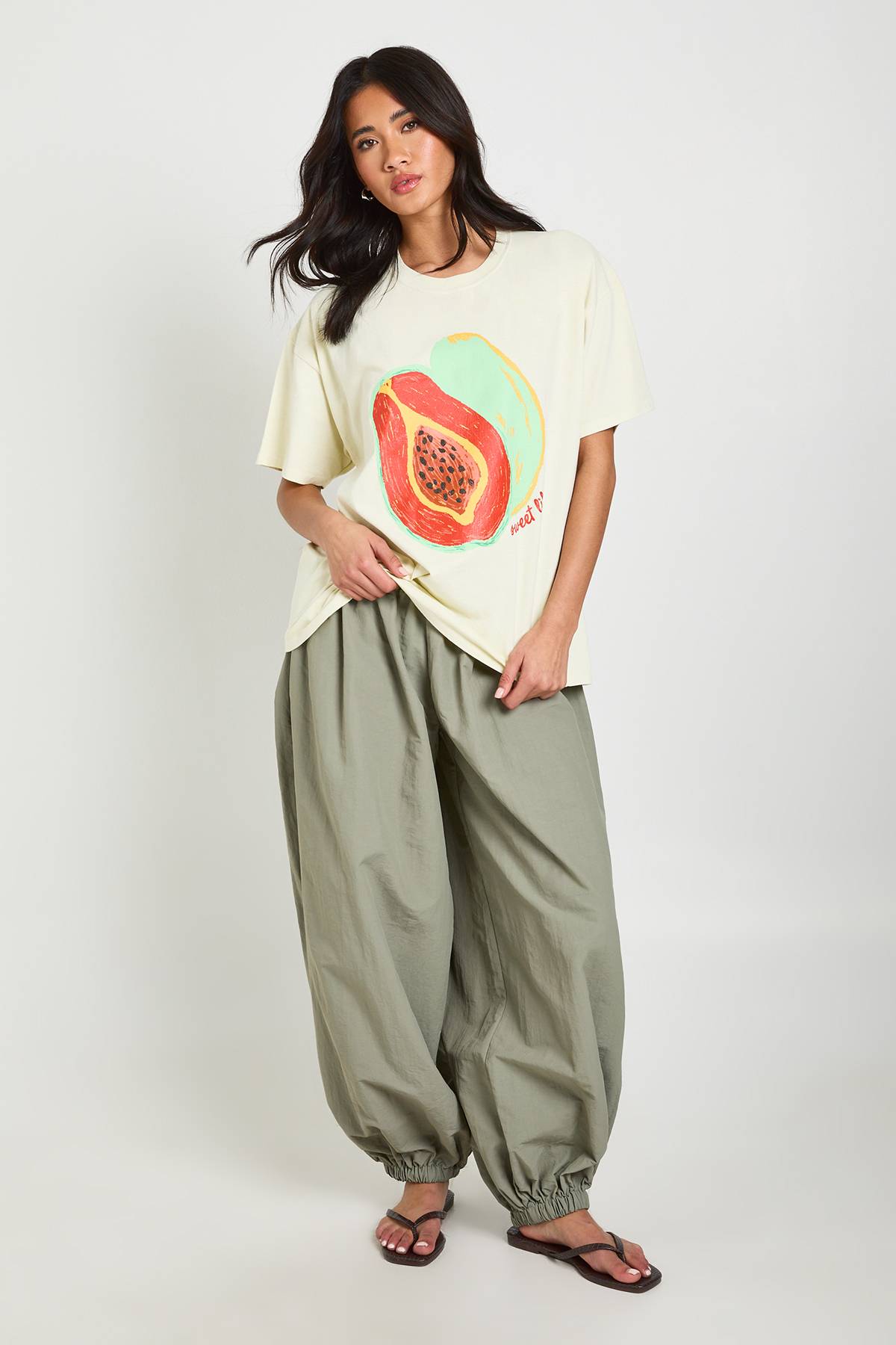 boohoo T-shirt Papaya Imprimé Sweet Life Effet Délavé
