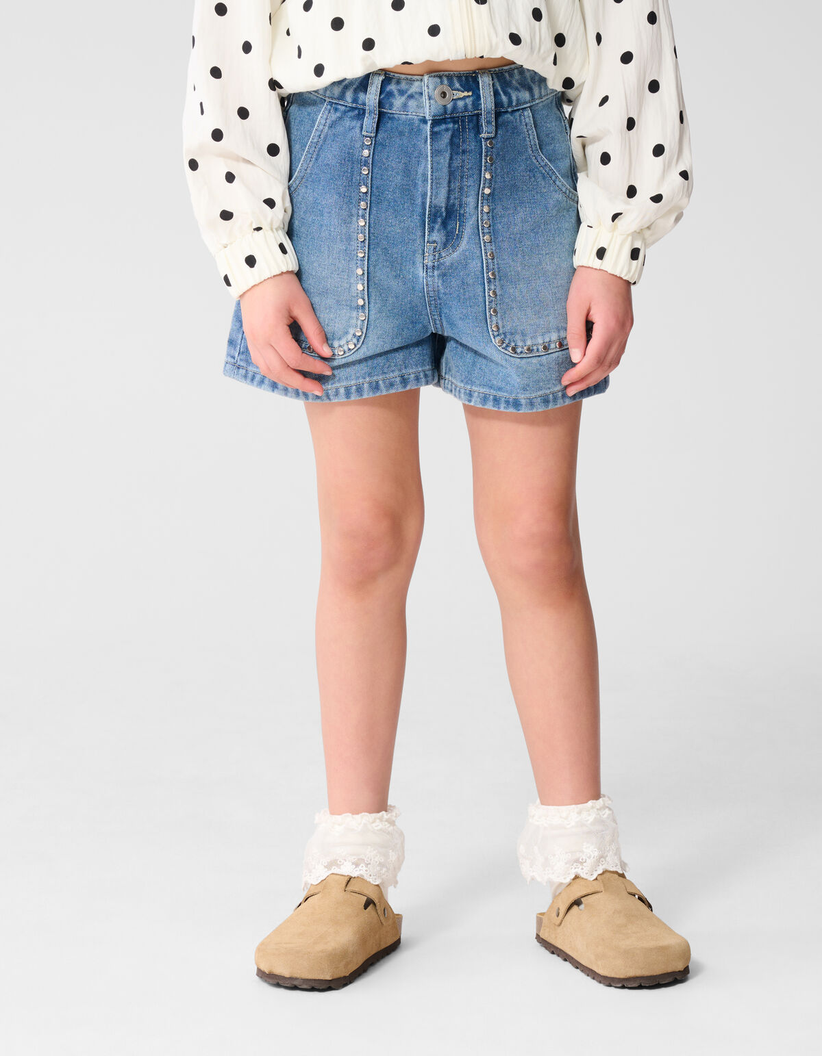 Denim Studs Short Blauw