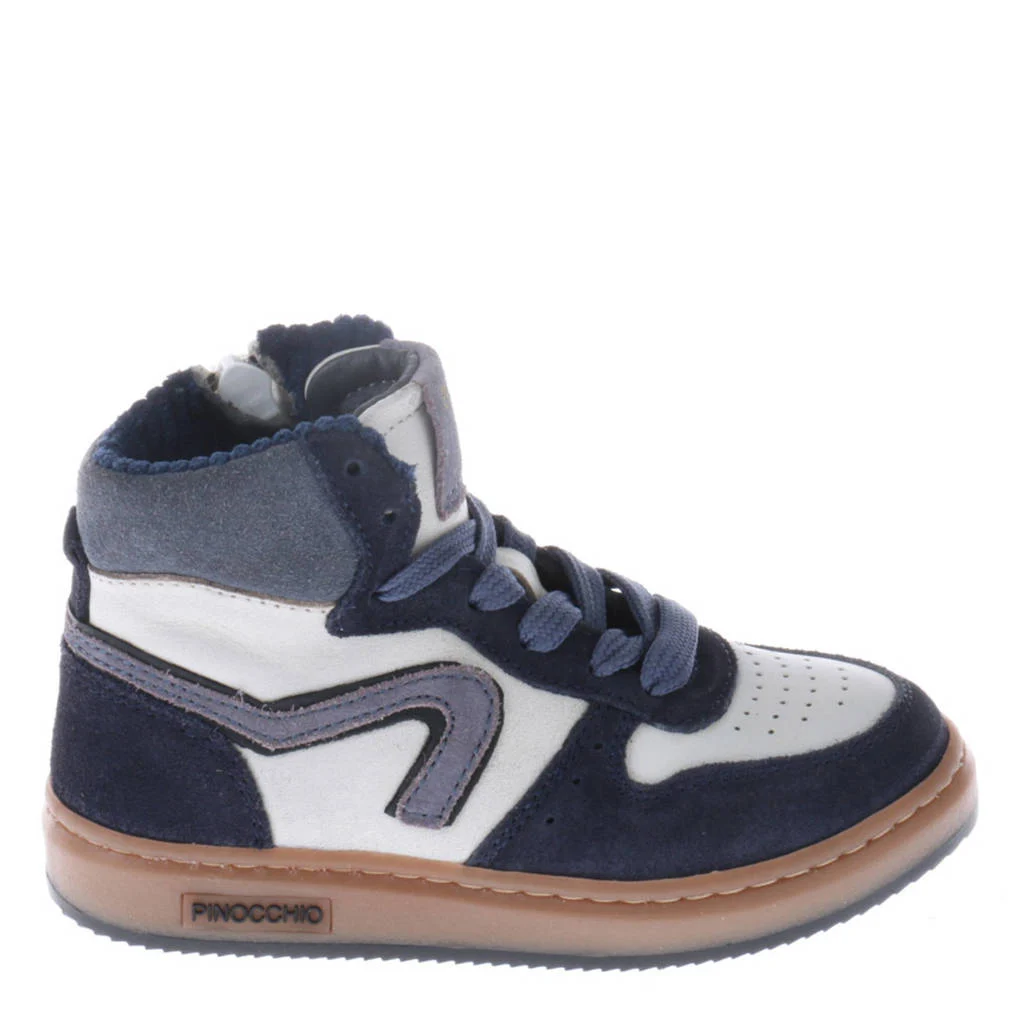 Pinocchio leren sneakers donkerblauw/wit