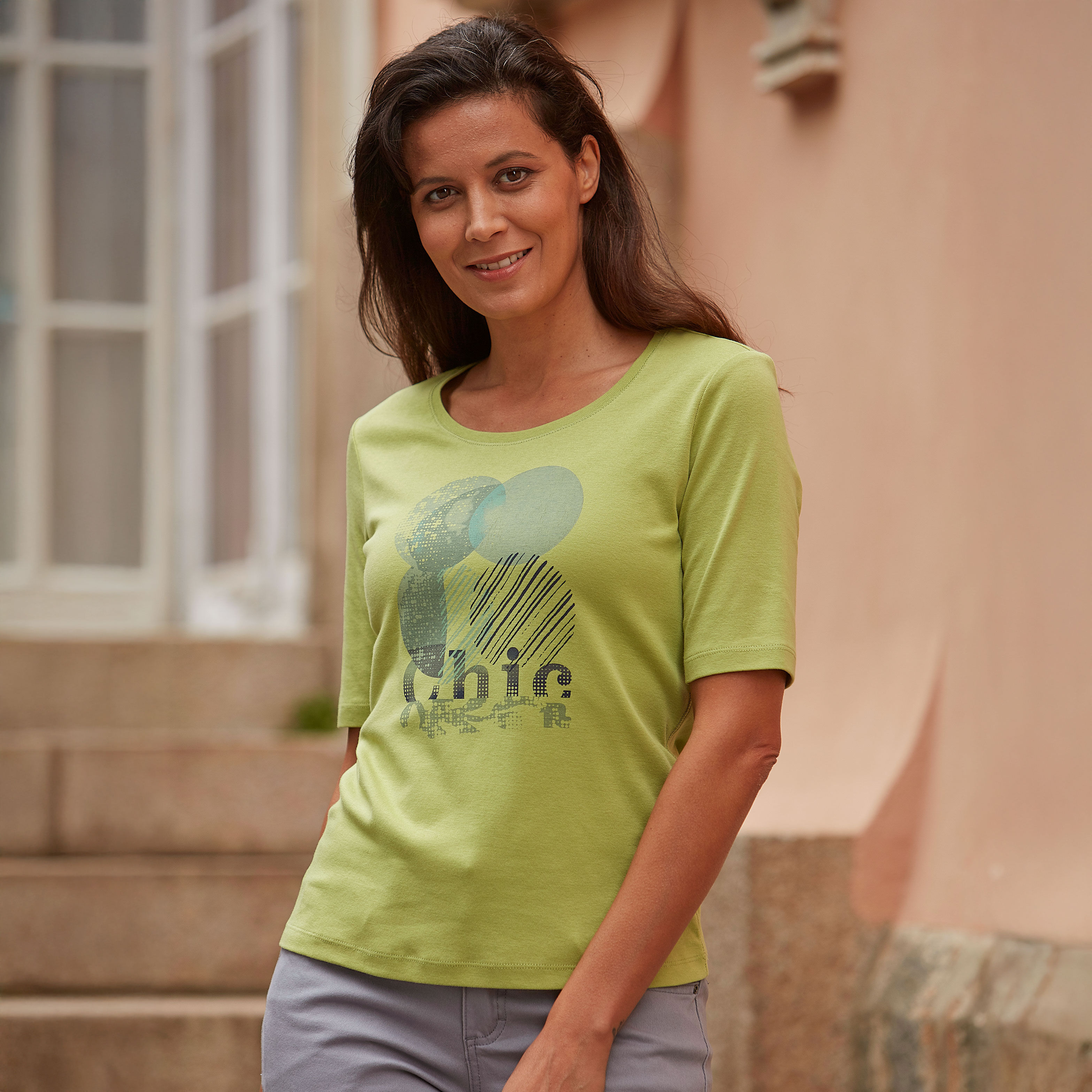 Damen T-Shirt mit Frontprint aus Baumwolle