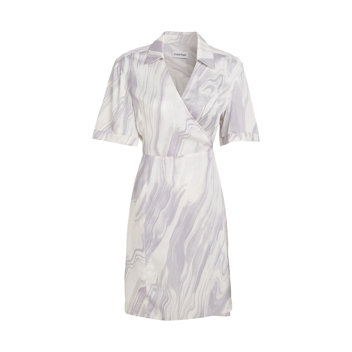 CALVIN KLEIN<br>Vestido curto envelope com mangas curtas