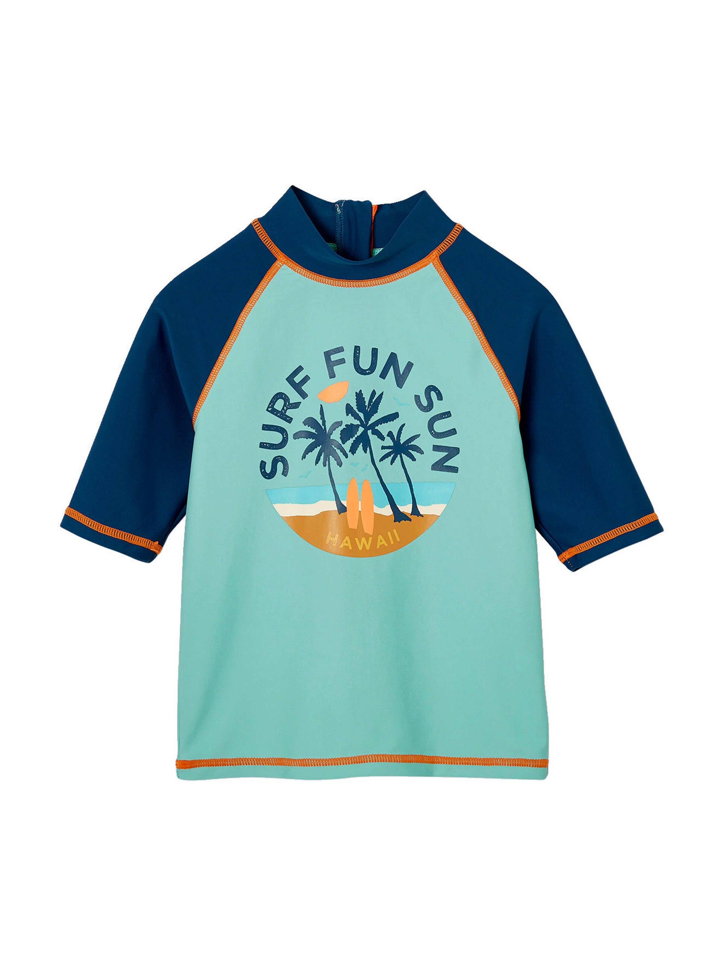 Vertbaudet Jungen Strand-Set mit UV-Schutz: T-Shirt & Shorts petrol
