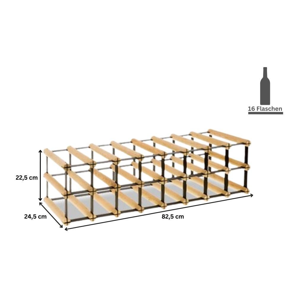 PROREGAL Modulair Wijnrek Vinotega Mod Metaal HxBxD 22,5 x 82,5 x 24,5 cm 8 x 2 Flessen Massief grenenhout Bruin Geolied