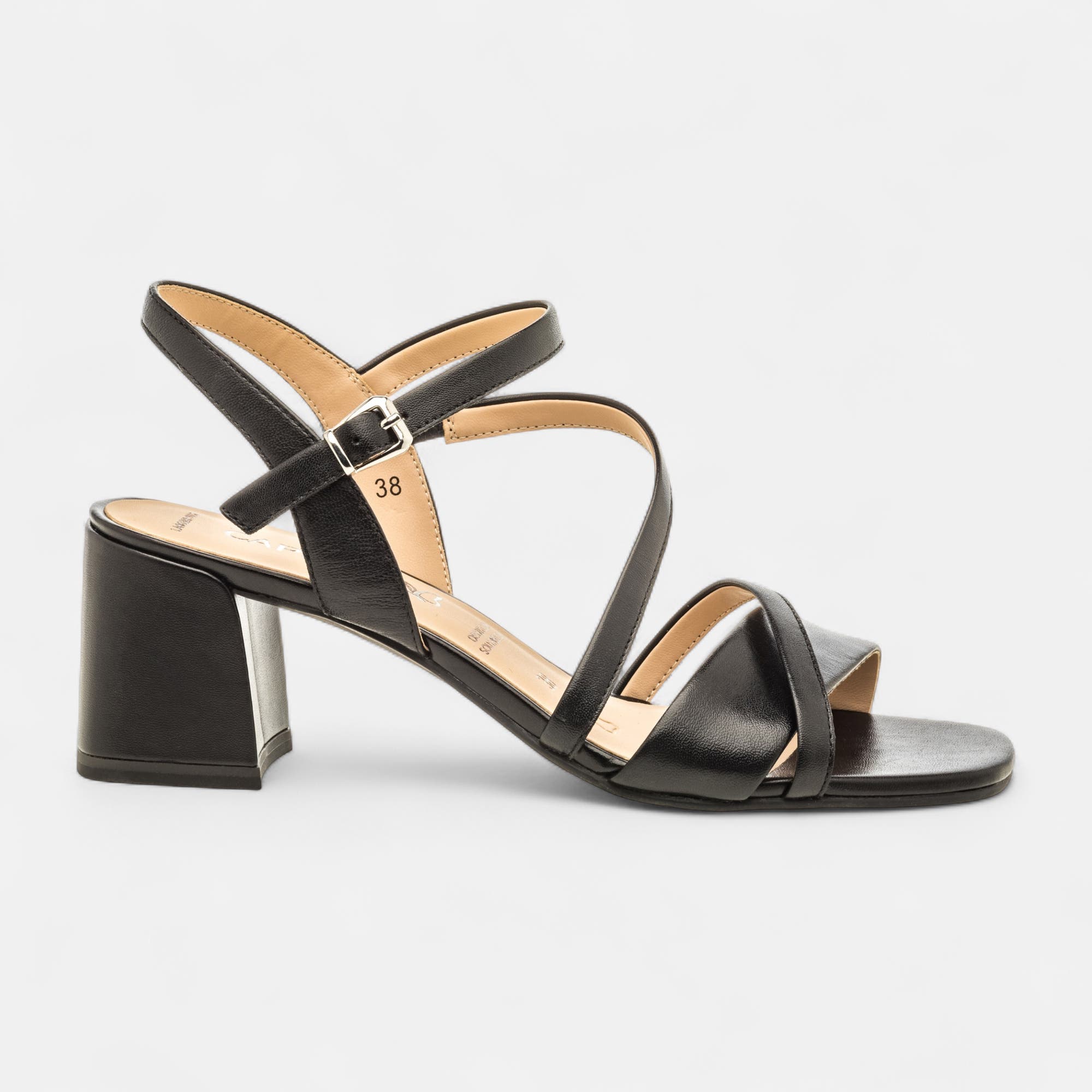 Nu-pieds à talon Femme en cuir noir