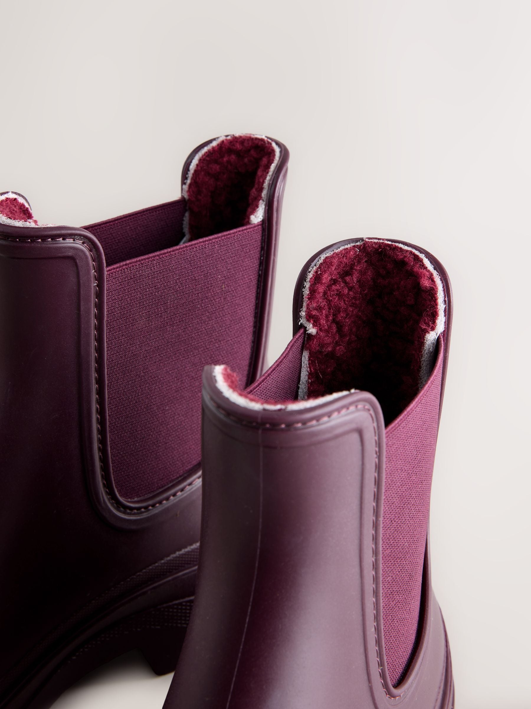 Bordeauxrood - Faux Fur Lined Chelsea Ankle Wellies