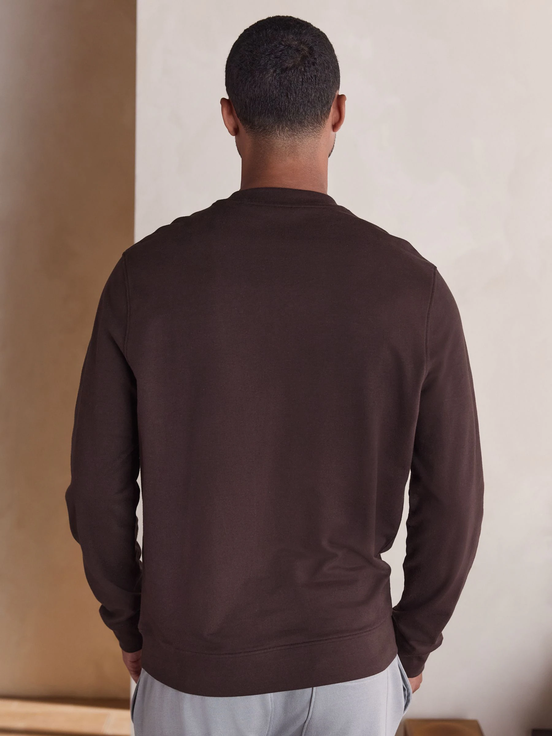 Chocoladebruin - Dun sweatshirt met ronde hals