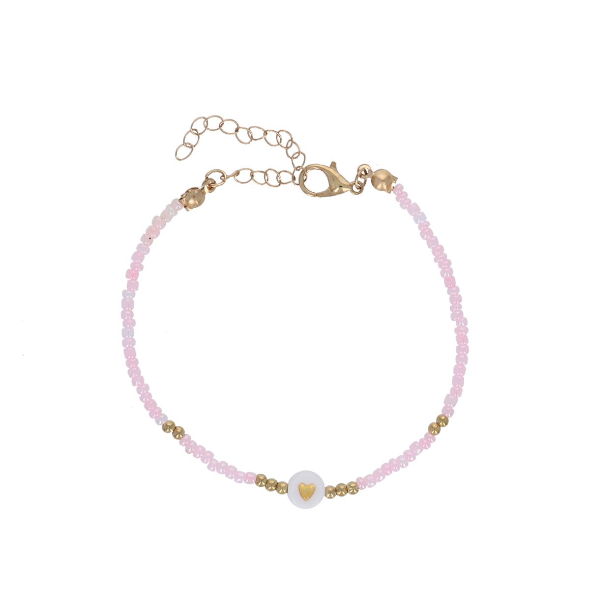 Bracelet rose à perle cœur Roodoudou