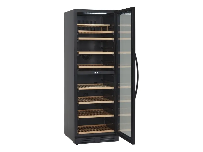 Scandomestic SV 124 B Premium Collection - Vinkøleskab - 2 Zoner - bredde: 59.5 cm - dybde: 72.5 cm - højde: 176.4 cm - 416 liter - sort - Optil 126 flasker