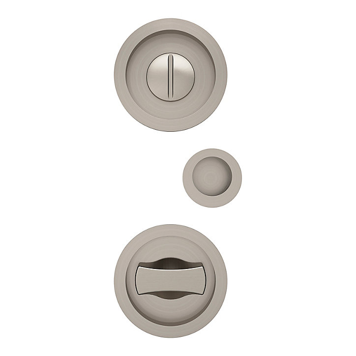 Galandage rond à visser à condamnation GoodHome Minzh effet nickel satin gris Ø55mm