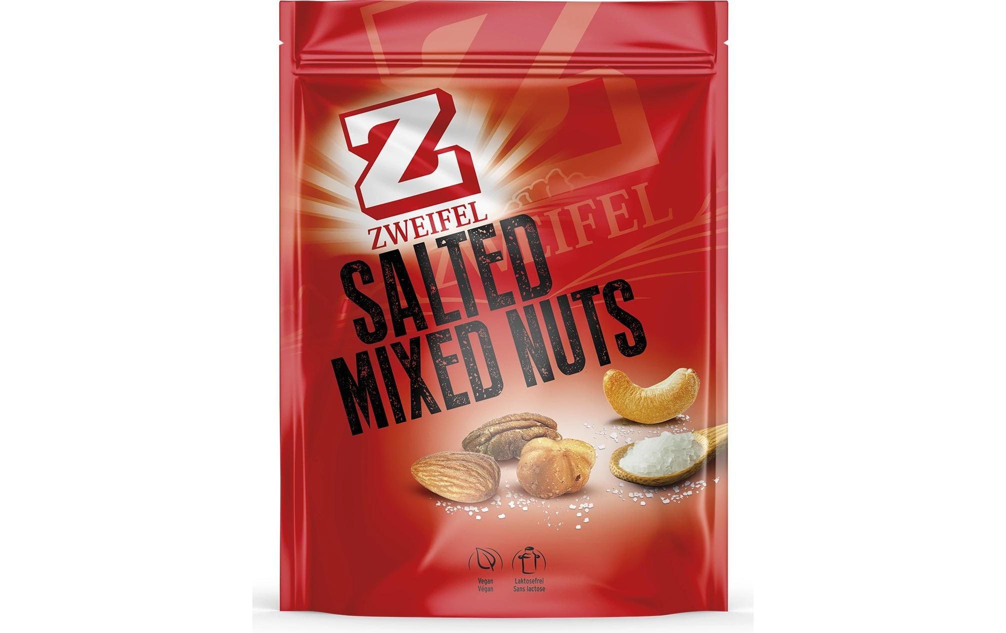 Beutel Mixed Nuts Salted 115 gWürziger Apéro-Mix mit verschiedenen Nuss Sorten