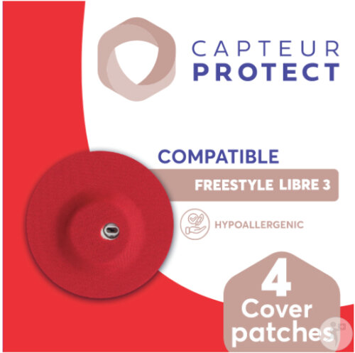 Capteur Protect Patches Rouge Cover Freestyle Libre 3 4 Pièces