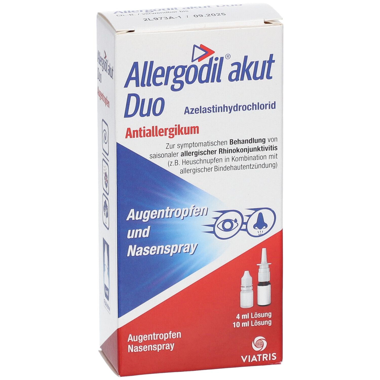 Allergodil® akut Duo: Allergie Kombipack mit Nasenspray (10 ml) und Augentropfen (4 ml), Antiallergikum mit Azelastinhydrochlorid