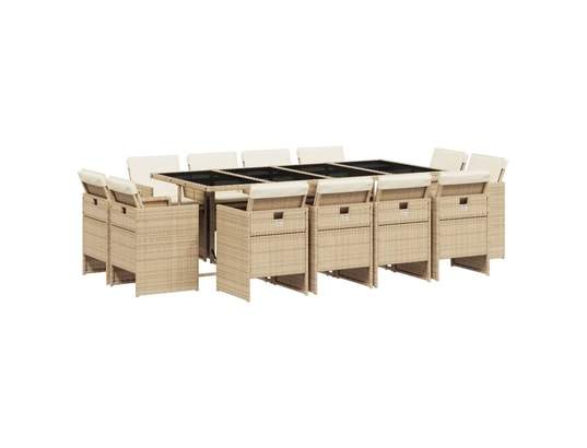 LES TENDANCES - Ensemble table et chaises de jardin-beige-12 places-497834