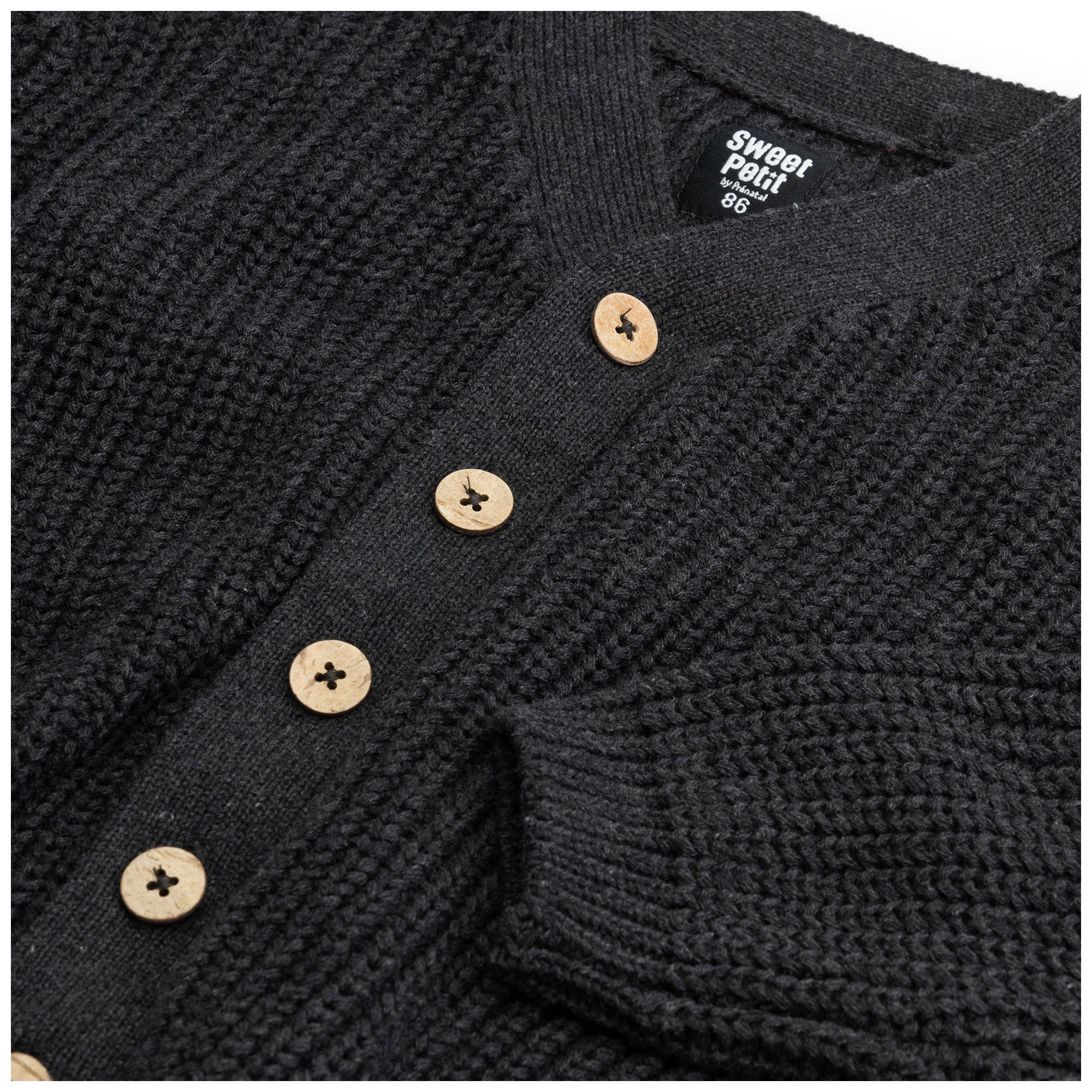 Sweet petit peuter vest Sammy lange mouwen effen zwart