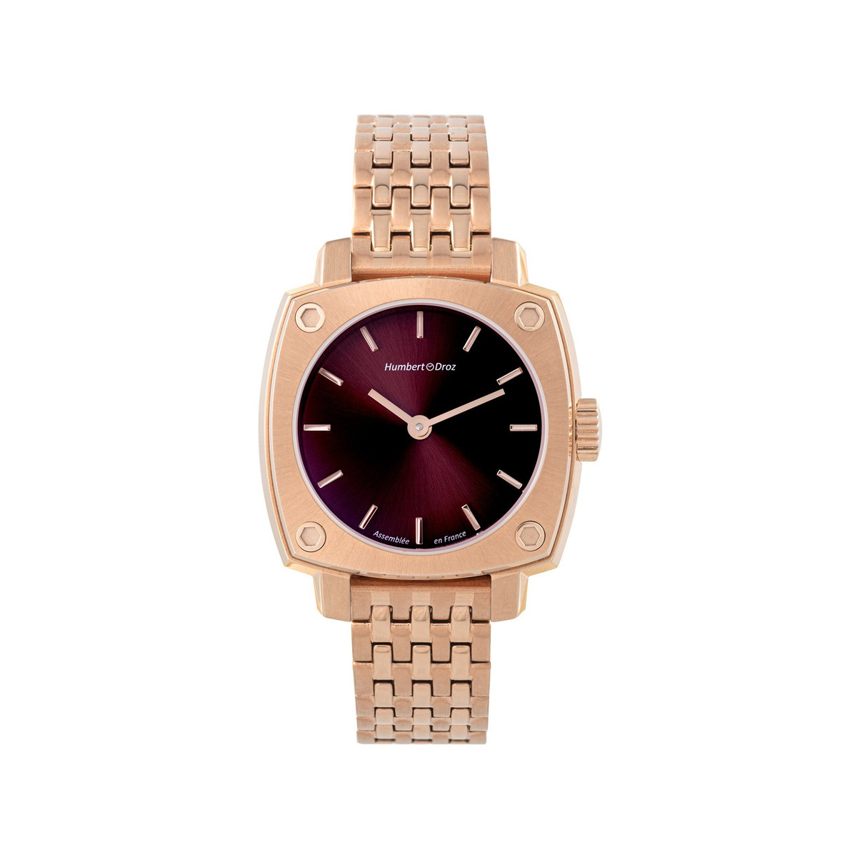 Montre HUMBERT-DROZ hd lou femme mecanique, bracelet acier doré jaune
