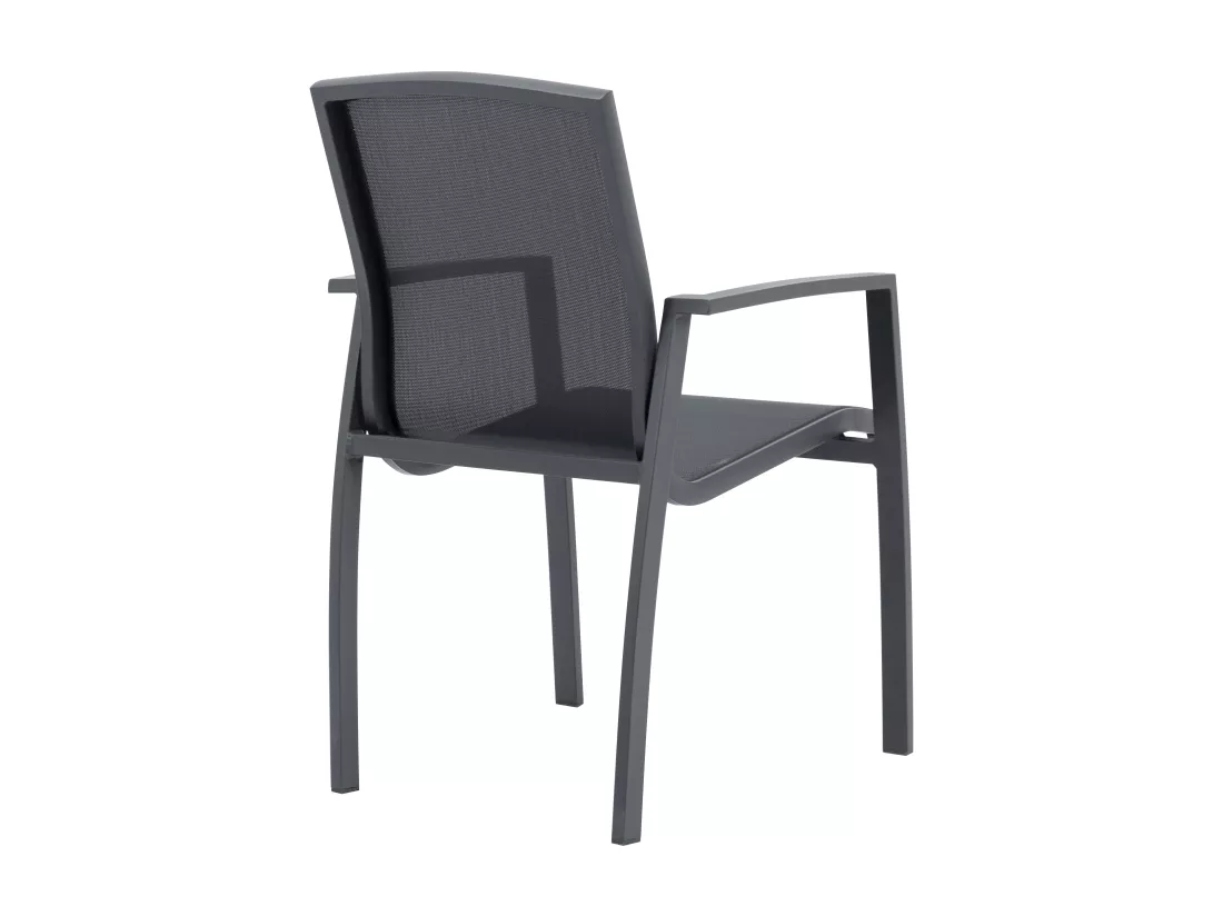 Fauteuil de jardin empilable en aluminium et textilène - Anthracite - MILLAU de MYLIA