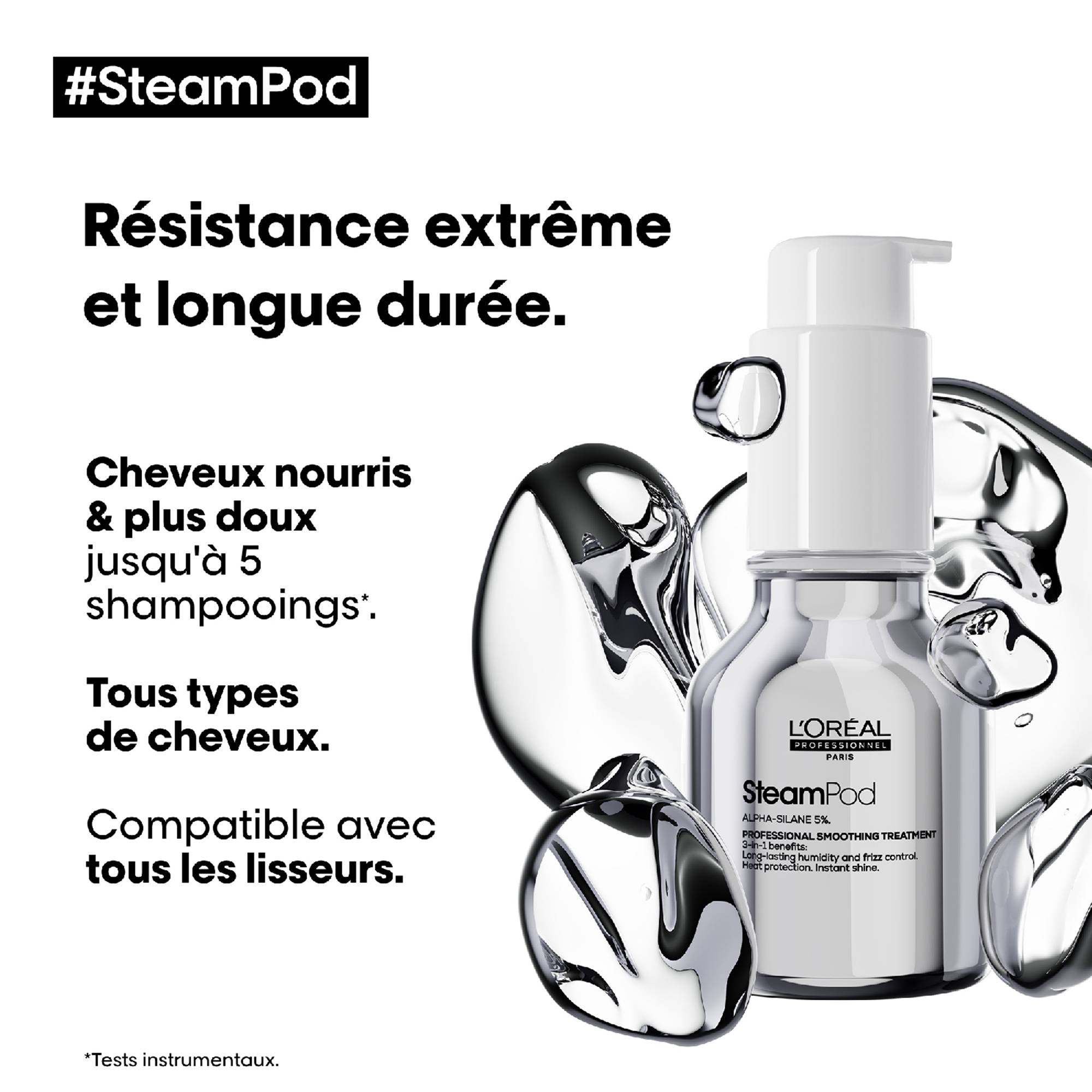 Pack SteamPod 4 lisseur vapeur & soin lissant professionnel et trousse incluse / 50ml