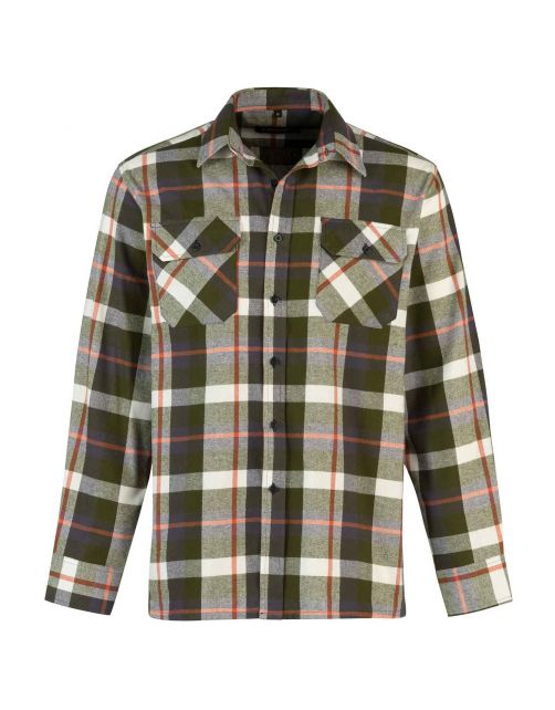 Storvik Blouse Flanel Olijfgroen&Wit - Vrijetijdskleding