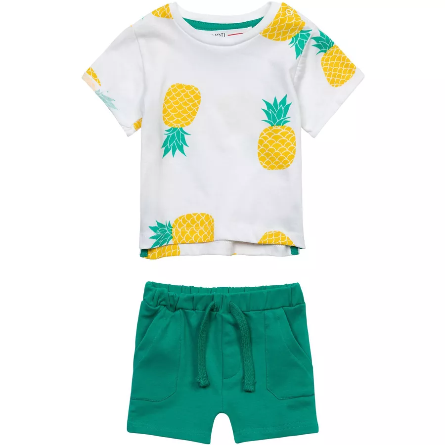 MINOTI Shorts und T-Shirt im Set WeißGrün