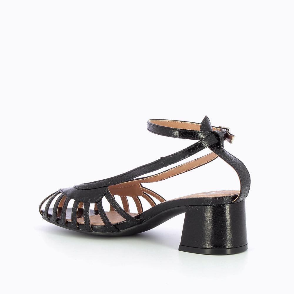 Sandales à talon, Compensées-Sandales à talon ajourées Murielle noires