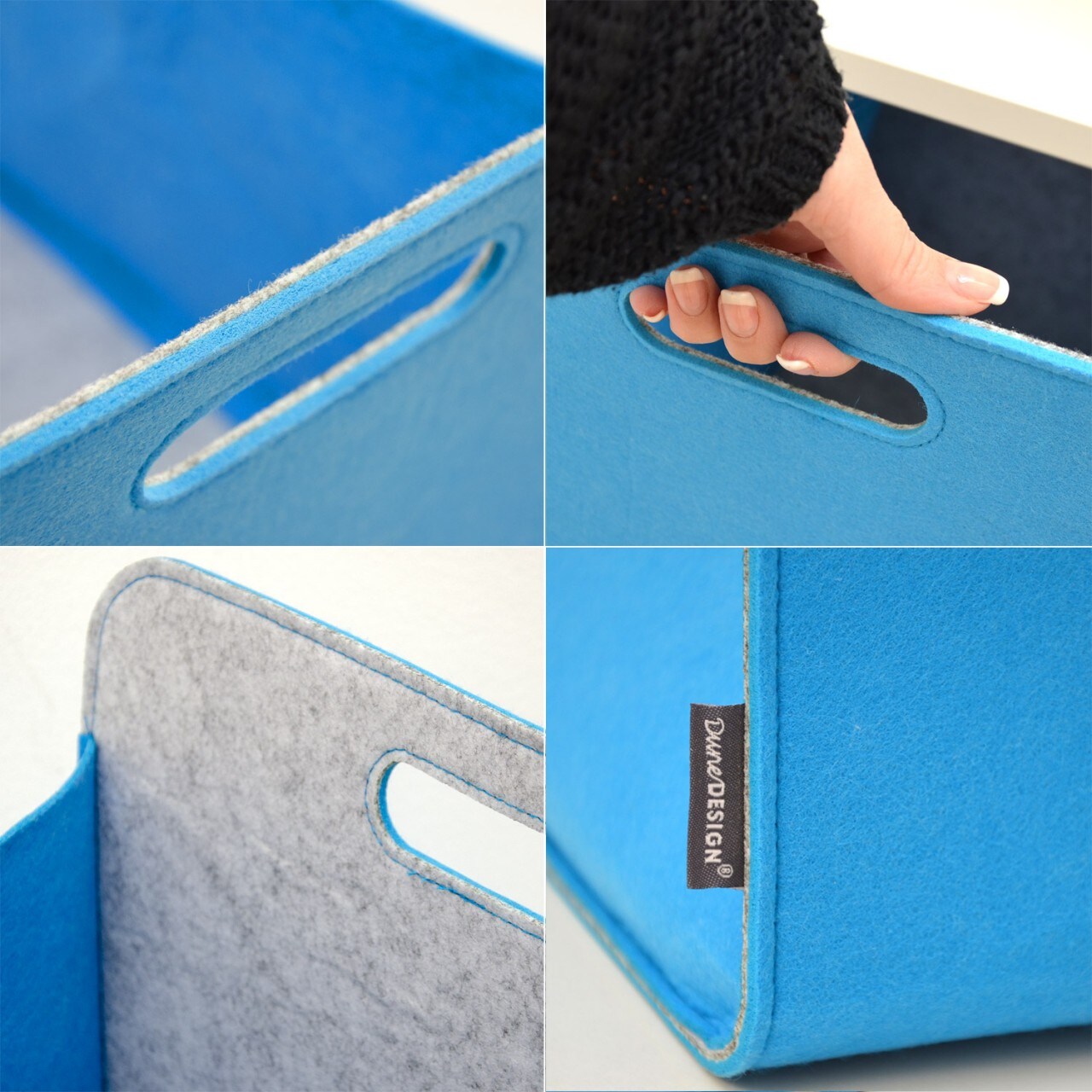 Aufbewahrungsbox 2er Set Cube Filz Blau 33x38x33cm