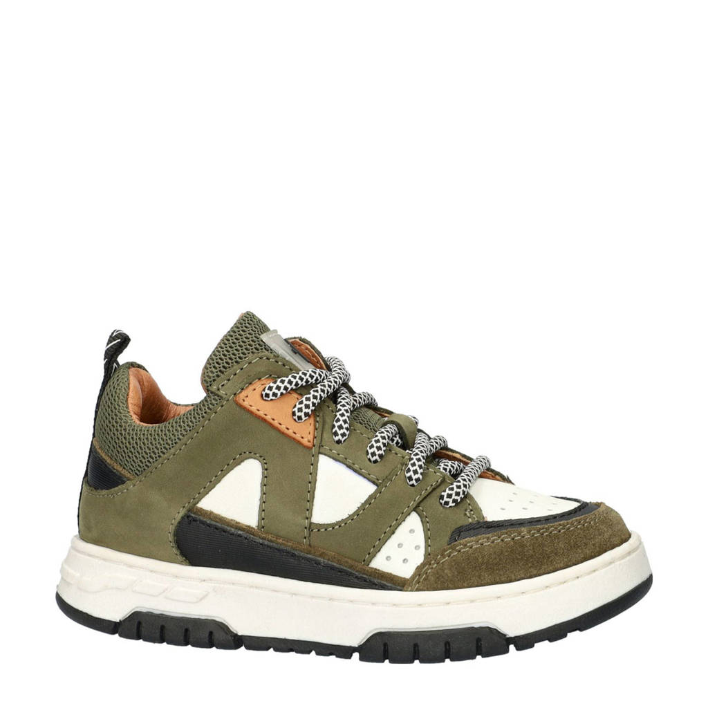 Nelson Kids leren sneakers groen/wit