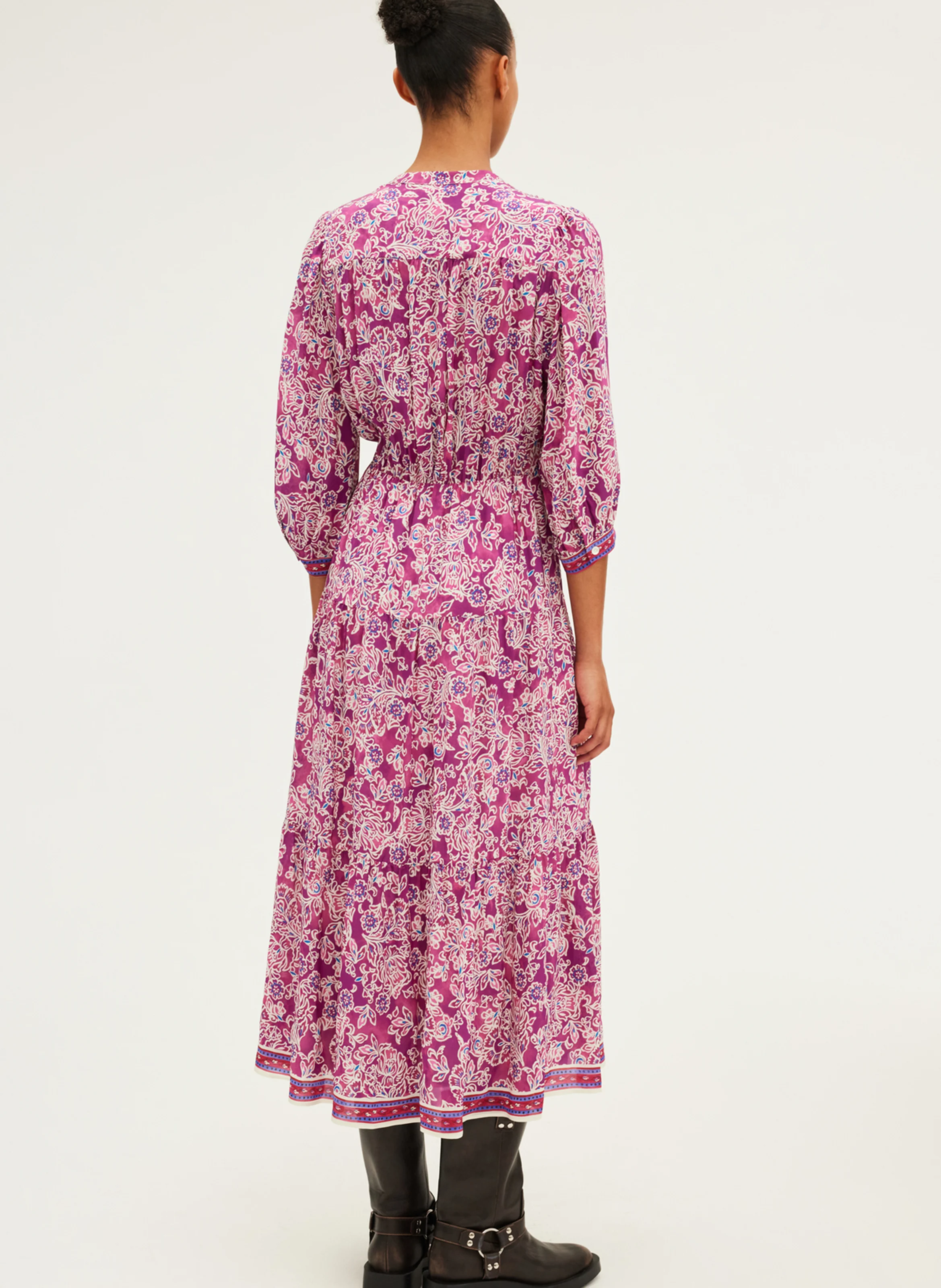 STEPHANN - Robe longue droite à imprimés | Violet