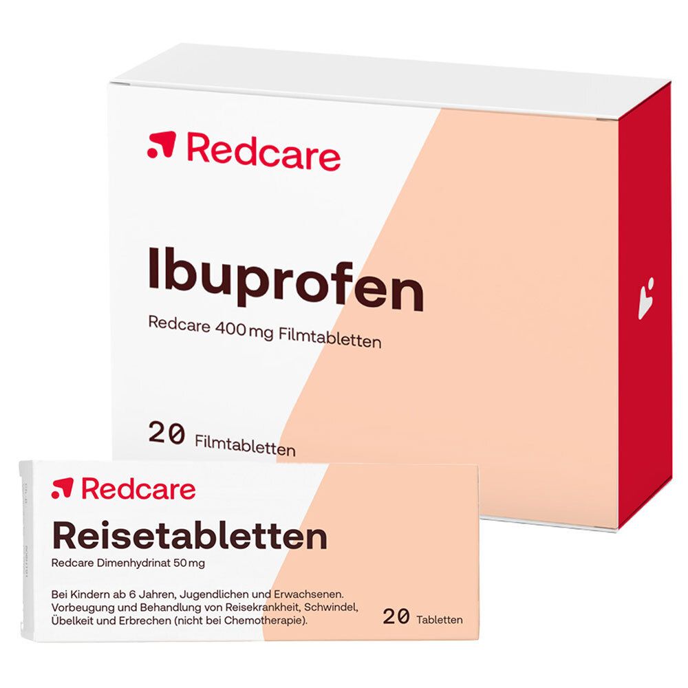 Redcare Reisetabletten Dimenhydrinat 50 mg + Redcare Ibuprofen 400 mg