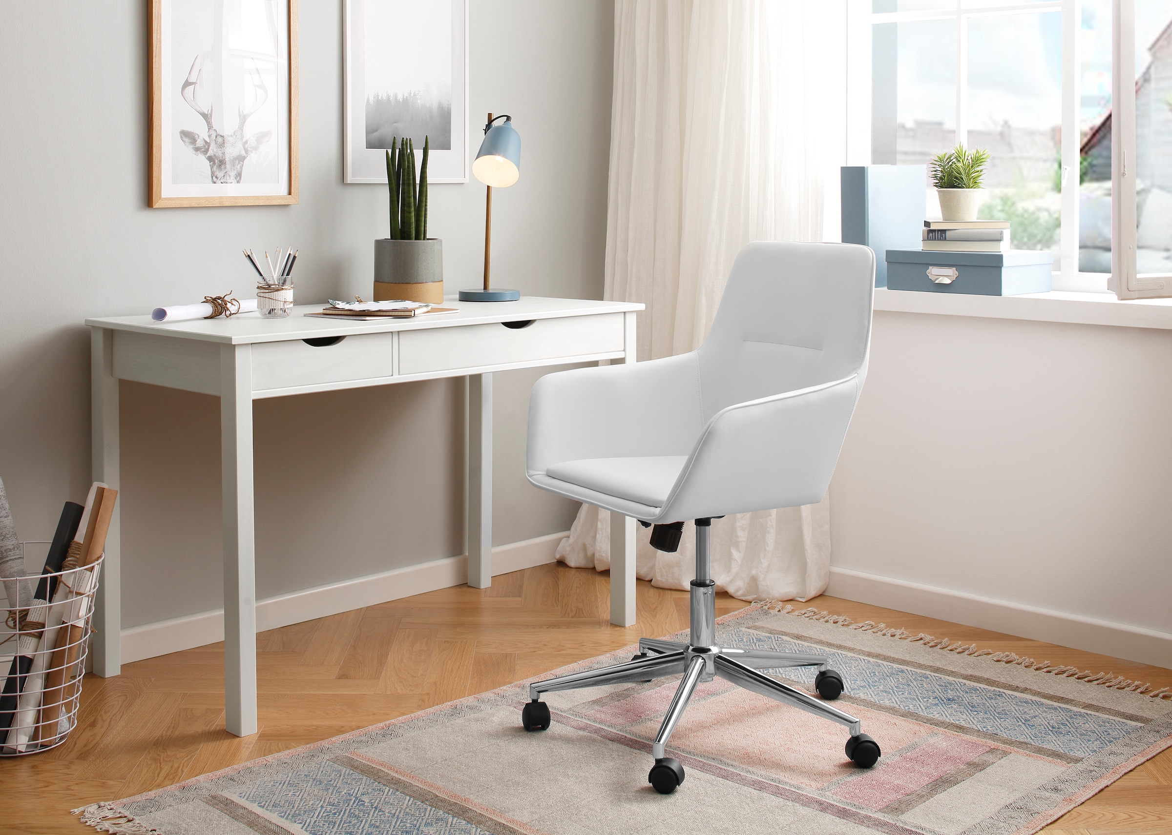 INOSIGN Schreibtisch »Gava« massives Kiefernholz, für das home office, Laptoptisch Breite 120 cm