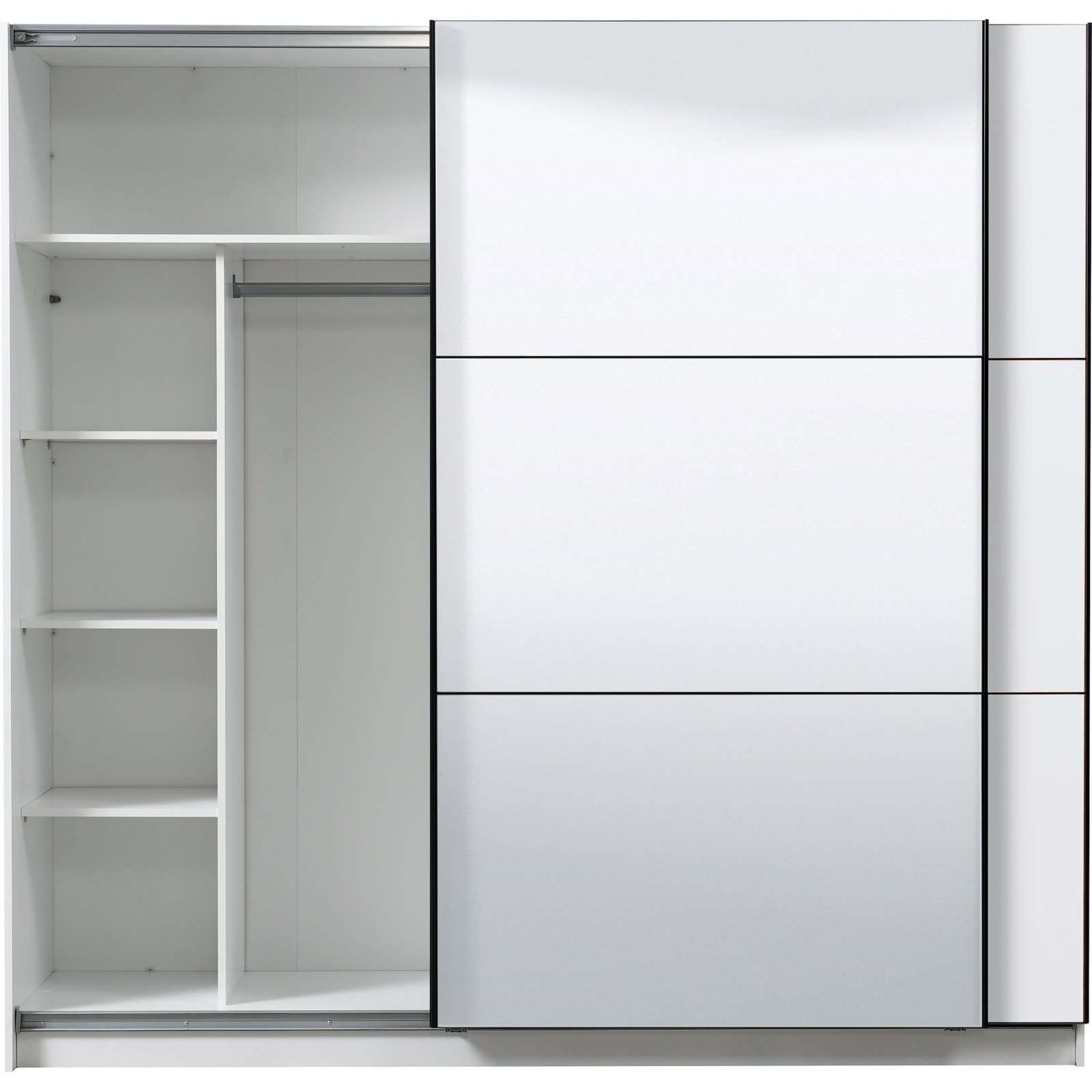 Schwebetürenschrank Sierra Melamin 217 x 210 x 62,5 cm, mit Spiegel weiss