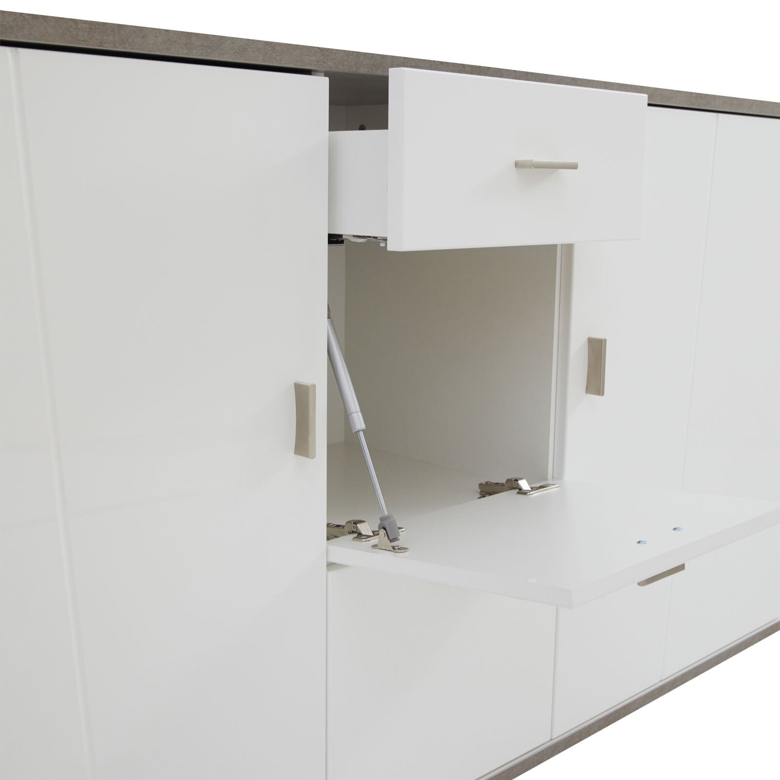 Sideboard MARIE 170 cm Holznachbildung weiß/grau