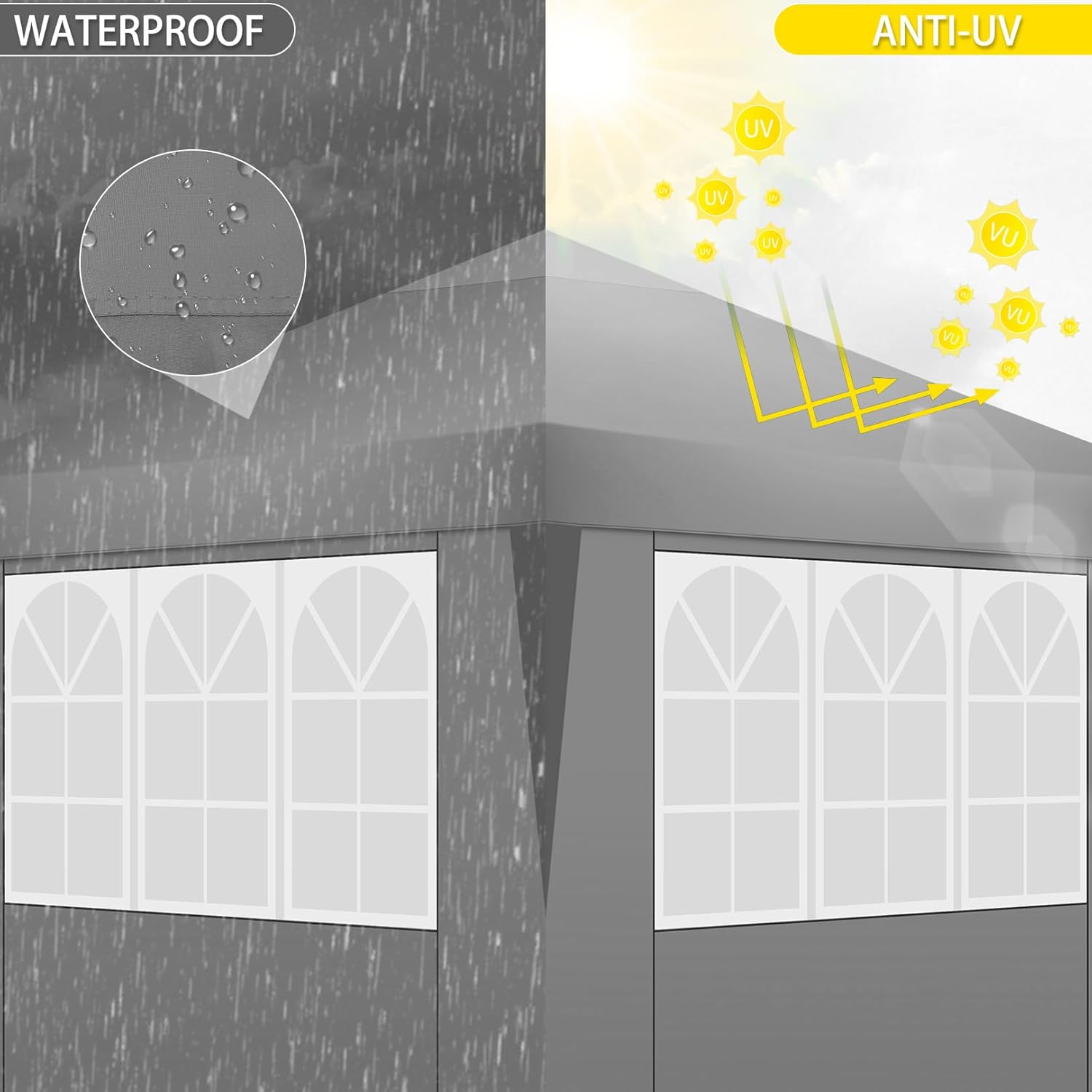 COBIZI Pavillon 3x3 Faltpavillon Wasserdicht Stabil Winterfest Faltbar Partyzelt mit 4 Seitenteilen Pop up Gartenpavillon UV Schutz 50+ Höhenverstellbar für Strand Hochzeit Camping, Grau