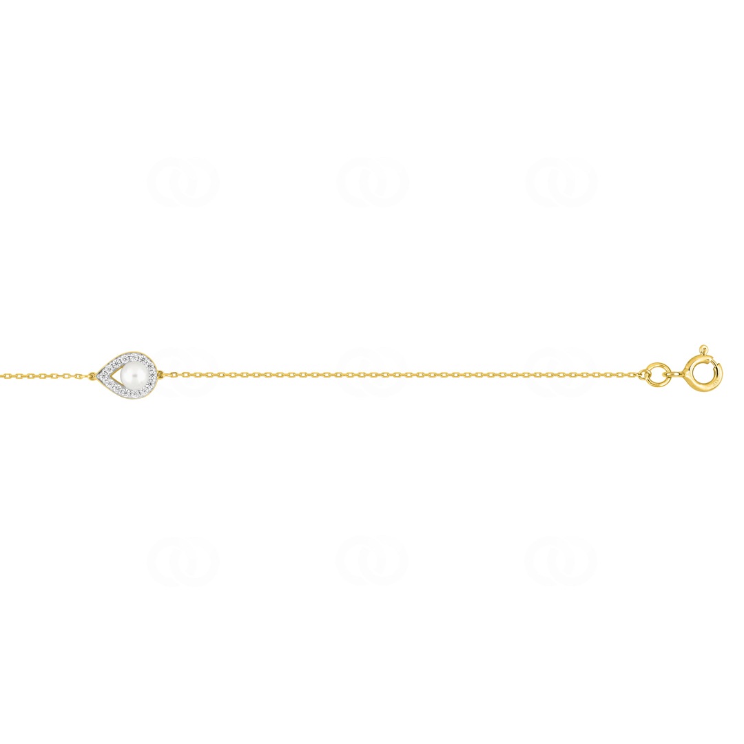 Armband 375/9 K Gelbgold mit Süsswasserzuchtperle & Zirkonia