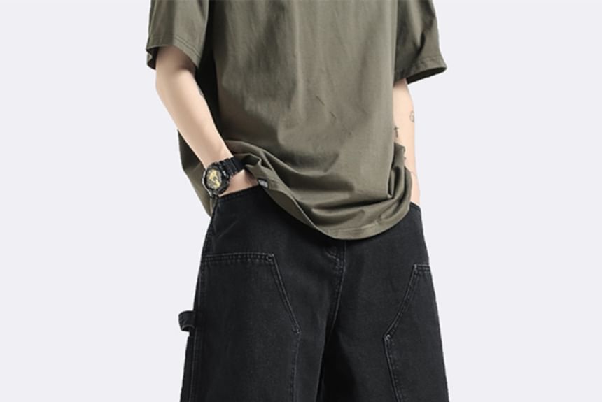 Adotuastic - Hoge taille omgekeerde denim shorts