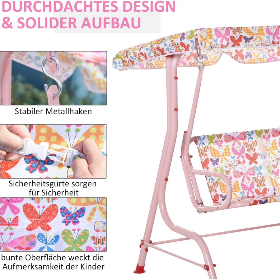Outsunny Hollywoodschaukel für Kinder rosa
