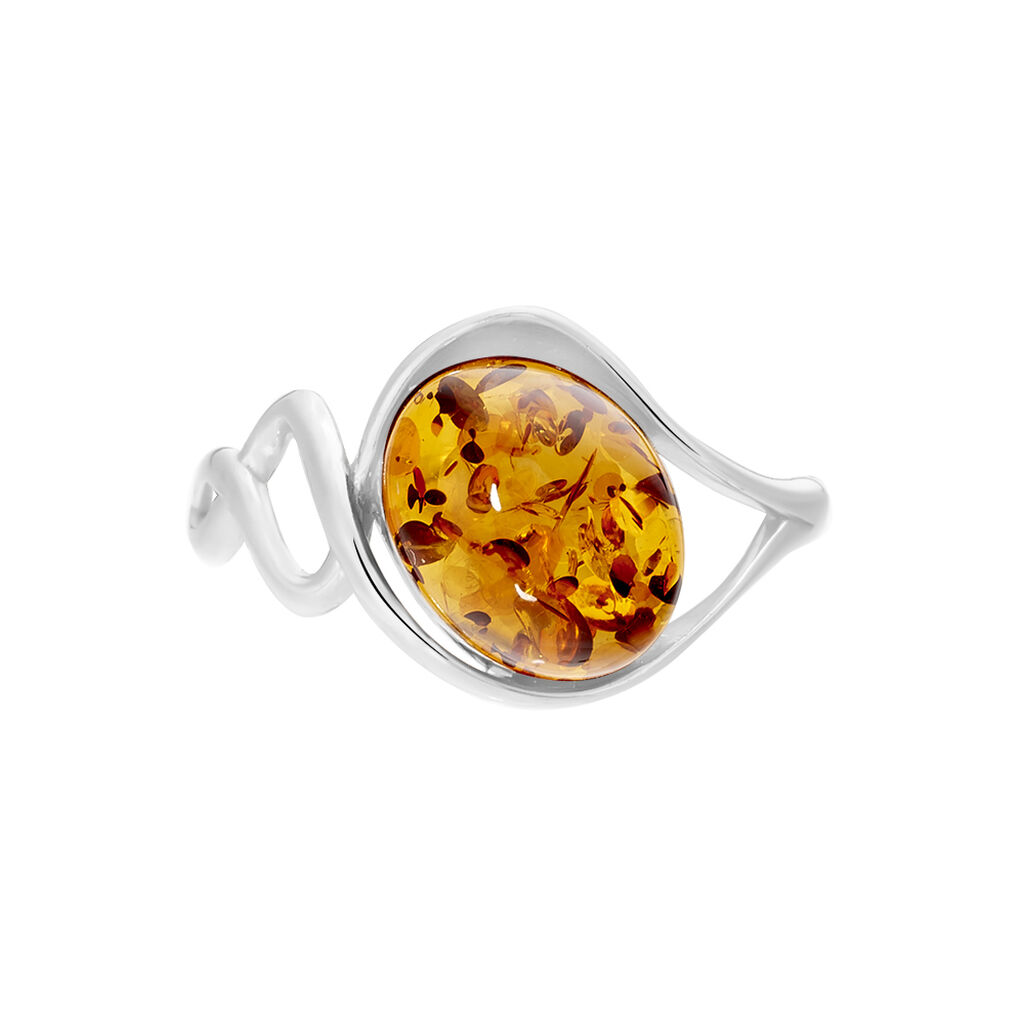 Bague Titziana Argent Blanc Ambre
